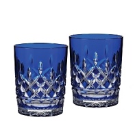 These grand Waterford old fashioned glasses update the dazzling crosshatch Lismore pattern in regal cobalt and clear crystal. These grand Waterford old fashioned glasses update the dazzling crosshatch Lismore pattern in regal cobalt and clear crystal.