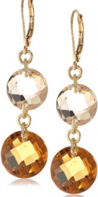 Anne Klein Loretto Gold-Tone Brown Round Double Drop Earrings