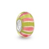 Bling Jewelry Pink Stripe Sterling Silver Murano Glass Bead Pandora Compatible