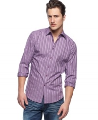 Pop in some color to your button-front style with this woven shirt from INC International Concepts. Pop in some color to your button-front style with this woven shirt from INC International Concepts.