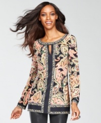 INC mixes bold patterns and bright hues with a fluid silhouette for a fabulous tunic you'll wear again and again. INC mixes bold patterns and bright hues with a fluid silhouette for a fabulous tunic you'll wear again and again.