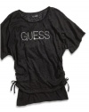 GUESS Kids Girls Big Girl Shirred-Side Burnout Top and Ta, BLACK (10/12)