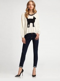 Contrasting cat motif takes front and center, while dropped shoulders and a relaxed fit add downtown swagger to this plush pull-on style. RoundneckDropped shouldersLong dolman sleeves50% nylon/40% alpaca/10% woolDry cleanImported of Italian fabricModel shown is 5'9 (176cm) wearing US size Small. Contrasting cat motif takes front and center, while dropped shoulders and a relaxed fit add downtown swagger to this plush pull-on style. RoundneckDropped shouldersLong dolman sleeves50% nylon/40% alpaca/10% woolDry cleanImported of Italian fabricModel shown is 5'9 (176cm) wearing US size Small.