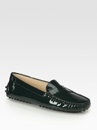 Sturdy rubber sole and polished patent leather rejuvenate this intricately stitched, casual go-to. Patent leather upperLeather liningRubber solePadded insoleMade in ItalyOUR FIT MODEL RECOMMENDS ordering one half size up as this style runs small. Sturdy rubber sole and polished patent leather rejuvenate this intricately stitched, casual go-to. Patent leather upperLeather liningRubber solePadded insoleMade in ItalyOUR FIT MODEL RECOMMENDS ordering one half size up as this style runs small.