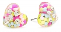 Betsey Johnson Candy Land Heart Stud Earrings