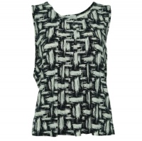 Calvin Klein Women's Abstract Print Sleeveless Blouse Black/White Calvin Klein Women's Abstract Print Sleeveless Blouse Black/White