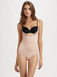 SPANX Super Control Slimmer and Shine Open Bust Bodysuit, M, Rose Gold SPANX Super Control Slimmer and Shine Open Bust Bodysuit, M, Rose Gold