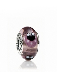 Lucky ladybugs adorn this colorful murano glass charm. Logo-engraved sterling silver trim displays the PANDORA signature.