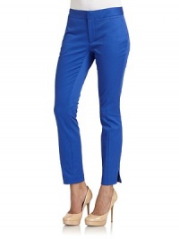 THE LOOKBanded waistFront zip with double hook closureFront coin and seam pocketsSkinny cropped silhouetteVented hemBack dartsBack welt pocketsTHE FITRise, about 8Inseam, about 28THE MATERIAL49% cotton/41% polyester/10% nylonCARE & ORIGINDry cleanMade in USAModel shown is 5'10 (177cm) wearing US size 4. THE LOOKBanded waistFront zip with double hook closureFront coin and seam pocketsSkinny cropped silhouetteVented hemBack dartsBack welt pocketsTHE FITRise, about 8Inseam, about 28THE MATERIAL49% cotton/41% polyester/10% nylonCARE & ORIGINDry cleanMade in USAModel shown is 5'10 (177cm) wearing US size 4.