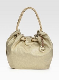 Gleaming metallic canvas is paired with intricately-woven top handles in a slouchy hobo shape. Double top handles, 8 dropMagnetic snap closureTwo outside open pocketsOne inside zip pocketFour inside open pocketsLogo-printed lining10½W X 12H X 3DImported Gleaming metallic canvas is paired with intricately-woven top handles in a slouchy hobo shape. Double top handles, 8 dropMagnetic snap closureTwo outside open pocketsOne inside zip pocketFour inside open pocketsLogo-printed lining10½W X 12H X 3DImported