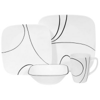Corelle Simple Lines Square 16-Piece Dinnerware Set, Service for 4 Corelle Simple Lines Square 16-Piece Dinnerware Set, Service for 4