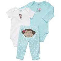 Carter's Girl's 3-piece Pull-on Pant Set - I Love Auntie with Monkey Design Carter's Girl's 3-piece Pull-on Pant Set - I Love Auntie with Monkey Design
