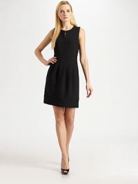 A sophisticated stretch sheath with an intriguing keyhole detail and gathered details at its flattering skirt.Round necklineSleevelessKeyhole frontBust and waist dartsCotton liningAbout 36 from shoulder to hem63% polyester/27% viscose/7% cotton/3% elastaneDry cleanImported Model shown is 5'11 (180cm) wearing US size 4. A sophisticated stretch sheath with an intriguing keyhole detail and gathered details at its flattering skirt.Round necklineSleevelessKeyhole frontBust and waist dartsCotton liningAbout 36 from shoulder to hem63% polyester/27% viscose/7% cotton/3% elastaneDry cleanImported Model shown is 5'11 (180cm) wearing US size 4.