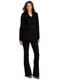 Via Spiga Women's Bella Double-Breasted Cropped Trench, Black, X-Large