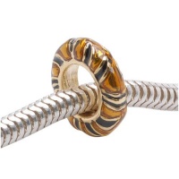 22K Gold Plated Enamel Tiger Stripes Animal Print Large Hole Spacer Bead Fits Pandora 22K Gold Plated Enamel Tiger Stripes Animal Print Large Hole Spacer Bead Fits Pandora
