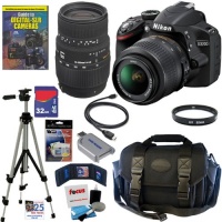 Nikon D3200 24.2 MP CMOS Digital SLR Camera with 18-55mm f/3.5-5.6G AF-S DX VR Lens and Sigma 70-300mm f/4-5.6 SLD DG Macro Lens with built in motor + 32GB Deluxe Accessory Kit Nikon D3200 24.2 MP CMOS Digital SLR Camera with 18-55mm f/3.5-5.6G AF-S DX VR Lens and Sigma 70-300mm f/4-5.6 SLD DG Macro Lens with built in motor + 32GB Deluxe Accessory Kit