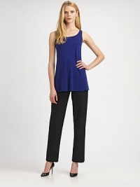 Smooth-fitting stretch knit has easy, pull-on comfort. Elasticized waistband with yoke detailClean, no-pocket styleInseam, about 3270% viscose/24% nylon/6% LycraDry cleanImported Smooth-fitting stretch knit has easy, pull-on comfort. Elasticized waistband with yoke detailClean, no-pocket styleInseam, about 3270% viscose/24% nylon/6% LycraDry cleanImported