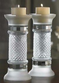 Accents by Jay Glass Candle Holder with Silver Accents, 11-Inch, Set of 2 Accents by Jay Glass Candle Holder with Silver Accents, 11-Inch, Set of 2