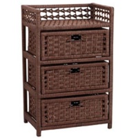 Household Essentials Hand-Woven Paper Rope 3-Drawer Chest, Dark Brown Stain Household Essentials Hand-Woven Paper Rope 3-Drawer Chest, Dark Brown Stain