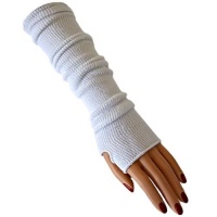 White Tight Fit Long Arm Warmers W/Thumb Hole White Tight Fit Long Arm Warmers W/Thumb Hole