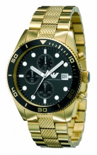 Armani Quartz Chronograph Goldtone Steel Black Dial Men's Watch AR5857 Armani Quartz Chronograph Goldtone Steel Black Dial Men's Watch AR5857