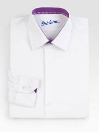 A dress wardrobe essential, tailored with a classic fit in tonal jacquard cotton with a pop of color inside the collar and cuffs.ButtonfrontSpread collarCottonMachine washImported A dress wardrobe essential, tailored with a classic fit in tonal jacquard cotton with a pop of color inside the collar and cuffs.ButtonfrontSpread collarCottonMachine washImported