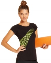 Tee up: Ideology's sport top features breathable stretch cotton fabric and a cute dotted graphic design. Perfect for every workout from yoga to cycling! Tee up: Ideology's sport top features breathable stretch cotton fabric and a cute dotted graphic design. Perfect for every workout from yoga to cycling!