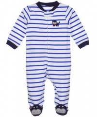 Carter's Smiley Pup Coverall (Sizes NB - 9M) - white/royal blue, 3 months