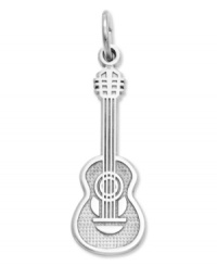 The perfect chord. Crafted in 14k white gold, this sweet guitar charm features a polished and textured design. Chain not included. Approximate length: 1-1/10 inches. Approximate width: 2/5 inch. The perfect chord. Crafted in 14k white gold, this sweet guitar charm features a polished and textured design. Chain not included. Approximate length: 1-1/10 inches. Approximate width: 2/5 inch.