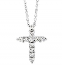 B. Brilliant Sterling Silver Necklace, 18 Small Cubic Zirconia Cross Pendant B. Brilliant Sterling Silver Necklace, 18 Small Cubic Zirconia Cross Pendant
