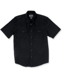 Take flight. Test your casual-style wings with this modern take on the classic button-front shirt from American Rag. Take flight. Test your casual-style wings with this modern take on the classic button-front shirt from American Rag.