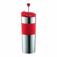 Bodum Stainless Steel Vacuum Travel Press Coffee Maker with Red Silicone Grip, 16-Ounce Bodum Stainless Steel Vacuum Travel Press Coffee Maker with Red Silicone Grip, 16-Ounce