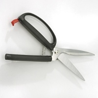 OXO International scissors. These kitchen scissors feature comfortable cushioned handles that reduces stress to the hands. It can be used for cutting paper to flowers. The blades are sharp & stainless steel and features a lock to ensure safety. OXO International scissors. These kitchen scissors feature comfortable cushioned handles that reduces stress to the hands. It can be used for cutting paper to flowers. The blades are sharp & stainless steel and features a lock to ensure safety.