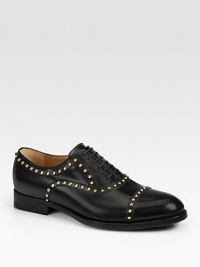 Black leather with antiqued gold cone-shaped stud hardware.Leather sole with micro GG rubber reinforcementMade in Italy Black leather with antiqued gold cone-shaped stud hardware.Leather sole with micro GG rubber reinforcementMade in Italy