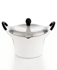 A new look. Give your kitchen a modern update with this incredibly light and sophisticated cast aluminum covered stockpot, which masters stocks, stews, soups and more like a true professional. Providing fast & even heat distribution, the sleek vessel features a phenolic resin stay-cool handle, easy-pour spout and a striking silhouette that creates an art show on the stovetop. 3-year warranty. A new look. Give your kitchen a modern update with this incredibly light and sophisticated cast aluminum covered stockpot, which masters stocks, stews, soups and more like a true professional. Providing fast & even heat distribution, the sleek vessel features a phenolic resin stay-cool handle, easy-pour spout and a striking silhouette that creates an art show on the stovetop. 3-year warranty.
