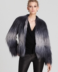 Ombré brings drama to this Rachel Zoe jacket in plush faux fur. Ombré brings drama to this Rachel Zoe jacket in plush faux fur.