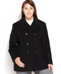 The very definition of classic, Calvin Klein's plus size pea coat looks stylish now and will for years to come! The very definition of classic, Calvin Klein's plus size pea coat looks stylish now and will for years to come!