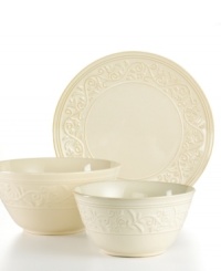 Triple threat. The Signal Hill serveware set includes three essential pieces for getting dinner (or any other meal) on the table. Ultra-durable stoneware with embossed vines lends effortless elegance to everyday dining. Triple threat. The Signal Hill serveware set includes three essential pieces for getting dinner (or any other meal) on the table. Ultra-durable stoneware with embossed vines lends effortless elegance to everyday dining.