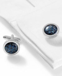 Soften up your sharp tailored look with these cufflinks infused with deep blue carbon. Soften up your sharp tailored look with these cufflinks infused with deep blue carbon.
