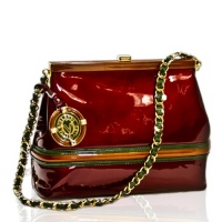 Valentino Orlandi Italian Designer Red Patent Leather Chain Strap Purse Bag Valentino Orlandi Italian Designer Red Patent Leather Chain Strap Purse Bag