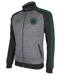 Pay tribute to the Boston Celtics wearing their colors in this static jacket by adidas. Pay tribute to the Boston Celtics wearing their colors in this static jacket by adidas.