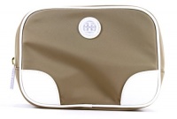 Tory Burch Robinson Medium Classic Cosmetic Case Tan White Tory Burch Robinson Medium Classic Cosmetic Case Tan White