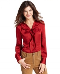 Every wardrobe needs a modern take on the classic shirt this season - check out this one from Jones New York, rendered in dressy satin. (Clearance) Every wardrobe needs a modern take on the classic shirt this season - check out this one from Jones New York, rendered in dressy satin. (Clearance)