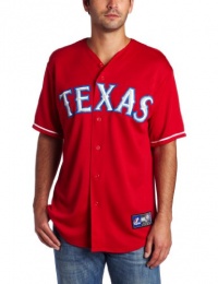 MLB Men's Texas Rangers Josh Hamilton Scarlet Alternate Short Sleeve 6 Button Synthetic Replica Baseball Jersey by Majestic MLB Men's Texas Rangers Josh Hamilton Scarlet Alternate Short Sleeve 6 Button Synthetic Replica Baseball Jersey by Majestic