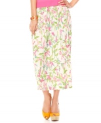Florals and pleats lend feminine charm to this Charter Club skirt. It's super-flattering with a simple tee and espadrilles. Florals and pleats lend feminine charm to this Charter Club skirt. It's super-flattering with a simple tee and espadrilles.