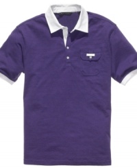 Sean John takes a classic and gives it a cool contrast look. This polo shirt is instantly streetwise. Sean John takes a classic and gives it a cool contrast look. This polo shirt is instantly streetwise.