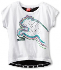 Puma - Kids Girls 7-16 High Low Tee, White, Small Puma - Kids Girls 7-16 High Low Tee, White, Small