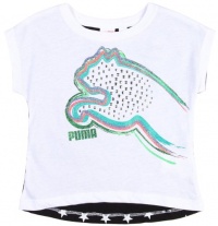 Puma - Kids Girls 2-6X High Low Tee, White, 4 Puma - Kids Girls 2-6X High Low Tee, White, 4