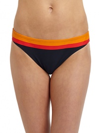 THE LOOKSporty stripe printElastic waist and leg openingsTHE MATERIAL80% nylon/20% spandexFully linedCARE & ORIGINHand washImportedPlease note: Bikini top sold separately. THE LOOKSporty stripe printElastic waist and leg openingsTHE MATERIAL80% nylon/20% spandexFully linedCARE & ORIGINHand washImportedPlease note: Bikini top sold separately.