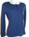 Charter Club Intimates Henley Waffle Long Sleeve Sleep Shirt (XS, Blue)